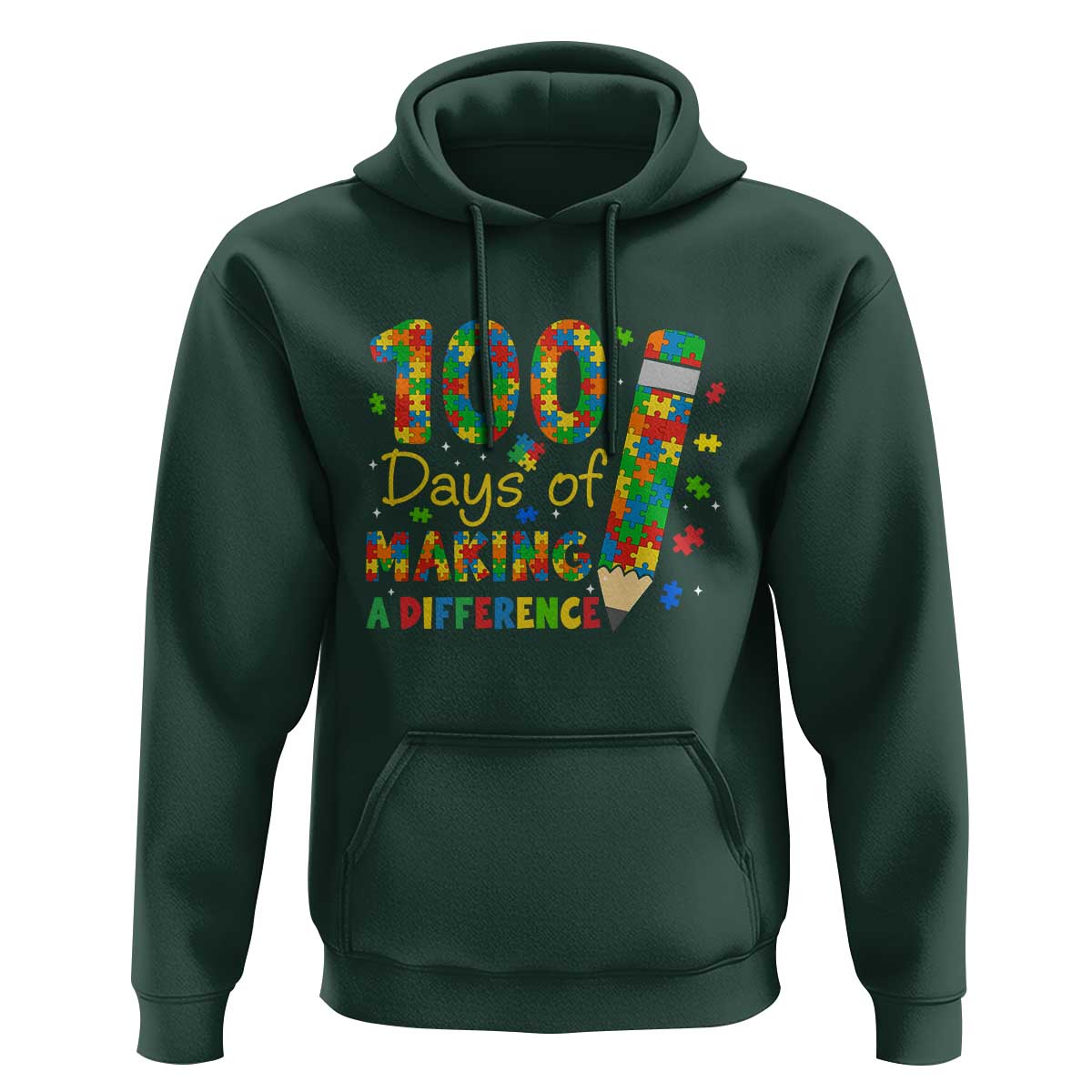 Proud Autism Teacher 100 Days Of School Hoodie Making A Difference