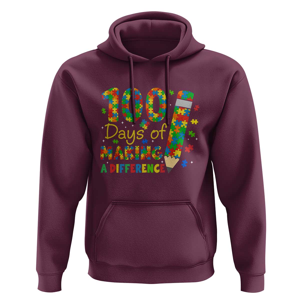 Proud Autism Teacher 100 Days Of School Hoodie Making A Difference