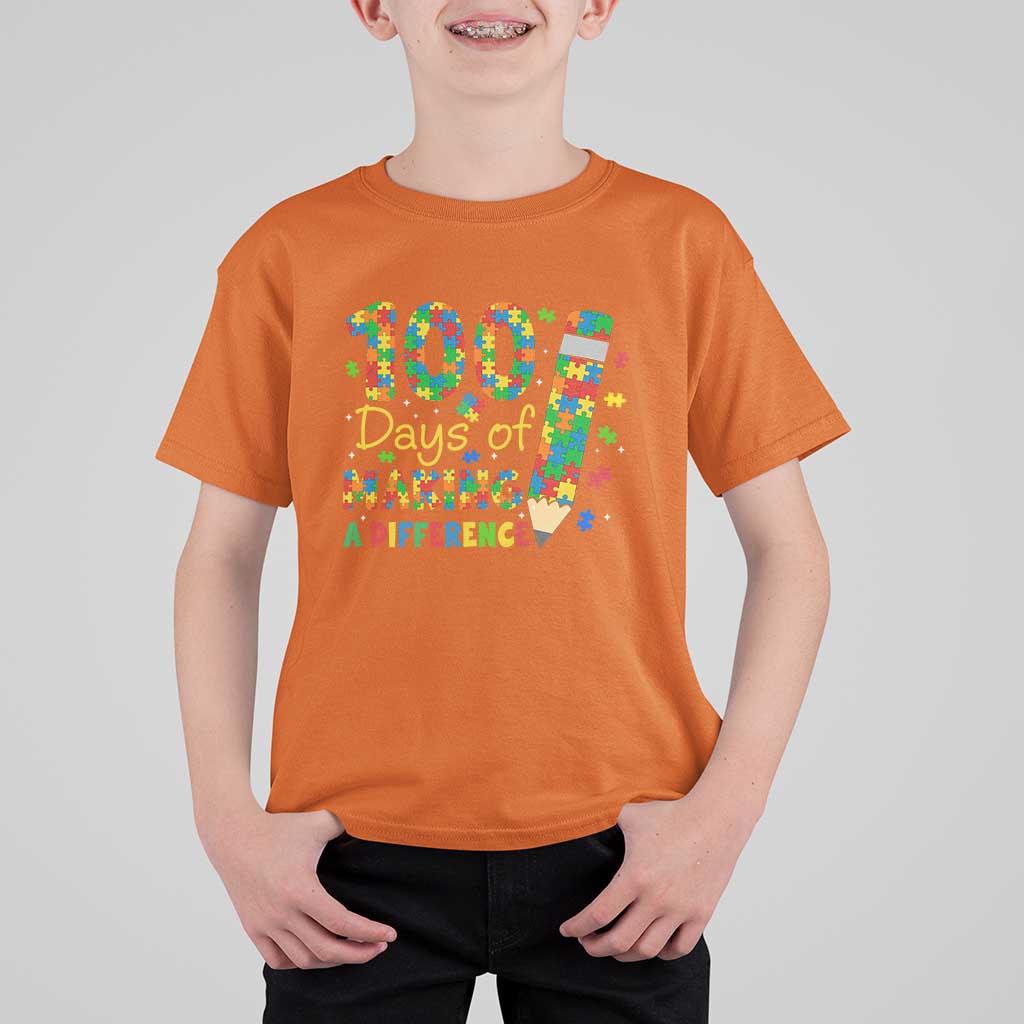 Proud Autism Teacher 100 Days Of School T Shirt For Kid Making A Difference