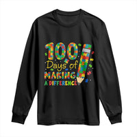 Proud Autism Teacher 100 Days Of School Long Sleeve Shirt Making A Difference