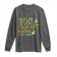 Proud Autism Teacher 100 Days Of School Long Sleeve Shirt Making A Difference
