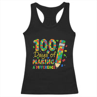Proud Autism Teacher 100 Days Of School Racerback Tank Top Making A Difference