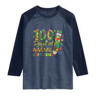 Proud Autism Teacher 100 Days Of School Raglan Shirt Making A Difference