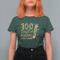 Proud Autism Teacher 100 Days Of School T Shirt For Women Making A Difference