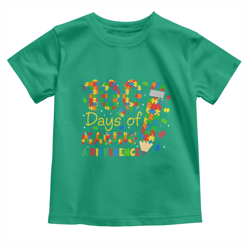 Proud Autism Teacher 100 Days Of School Toddler T Shirt Making A Difference