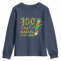 Proud Autism Teacher 100 Days Of School Youth Sweatshirt Making A Difference