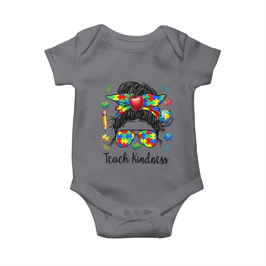 Sped Educator Autism Support Baby Onesie Teach Kindness Messy Bun