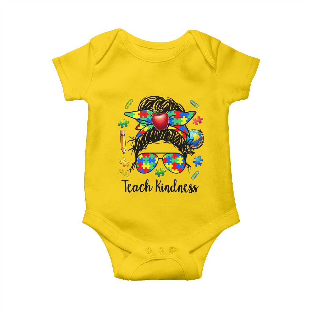 Sped Educator Autism Support Baby Onesie Teach Kindness Messy Bun