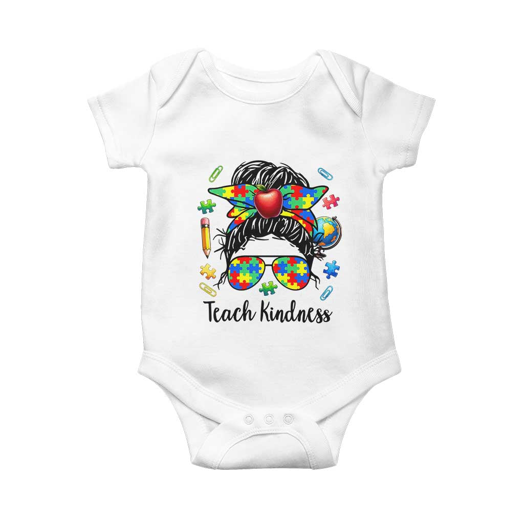 Sped Educator Autism Support Baby Onesie Teach Kindness Messy Bun