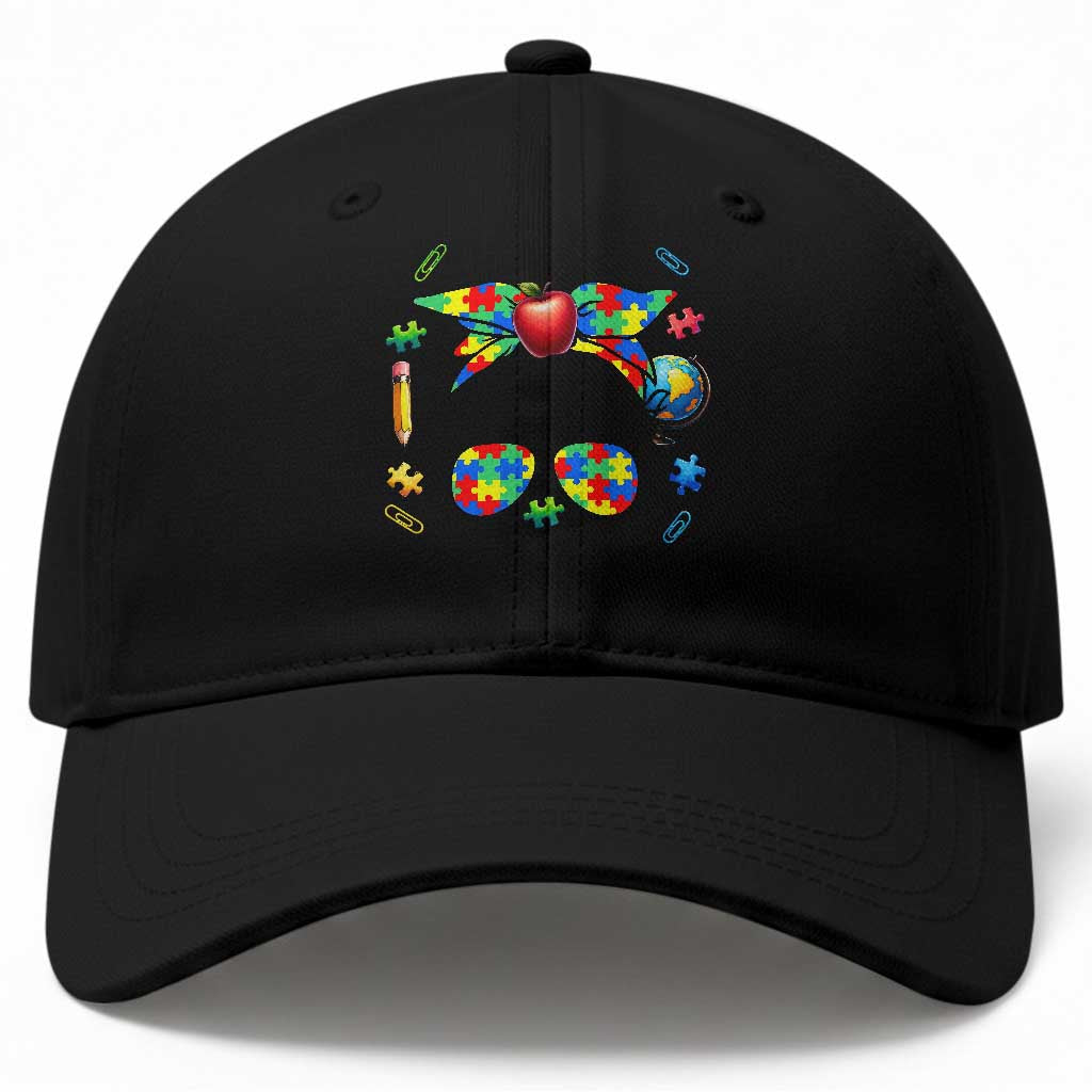Sped Educator Autism Support Baseball Cap Teach Kindness Messy Bun
