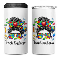 Sped Educator Autism Support 4 in 1 Can Cooler Tumbler Teach Kindness Messy Bun