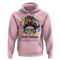 Sped Educator Autism Support Hoodie Teach Kindness Messy Bun