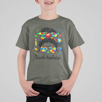 Sped Educator Autism Support T Shirt For Kid Teach Kindness Messy Bun