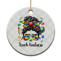 Sped Educator Autism Support Ceramic Ornament Teach Kindness Messy Bun