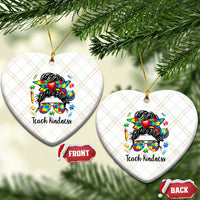 Sped Educator Autism Support Ceramic Ornament Teach Kindness Messy Bun