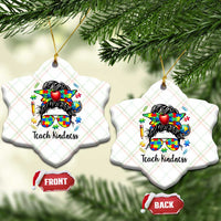 Sped Educator Autism Support Ceramic Ornament Teach Kindness Messy Bun