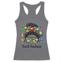 Sped Educator Autism Support Racerback Tank Top Teach Kindness Messy Bun