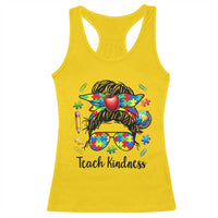 Sped Educator Autism Support Racerback Tank Top Teach Kindness Messy Bun