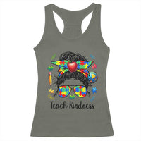 Sped Educator Autism Support Racerback Tank Top Teach Kindness Messy Bun
