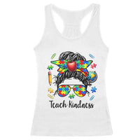 Sped Educator Autism Support Racerback Tank Top Teach Kindness Messy Bun