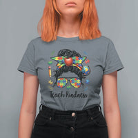 Sped Educator Autism Support T Shirt For Women Teach Kindness Messy Bun