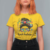 Sped Educator Autism Support T Shirt For Women Teach Kindness Messy Bun