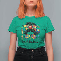 Sped Educator Autism Support T Shirt For Women Teach Kindness Messy Bun