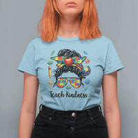 Sped Educator Autism Support T Shirt For Women Teach Kindness Messy Bun