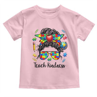 Sped Educator Autism Support Toddler T Shirt Teach Kindness Messy Bun