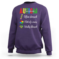 Autism Support Educator Sweatshirt Often Stressed A Bit Of A Mess Totally Blessed