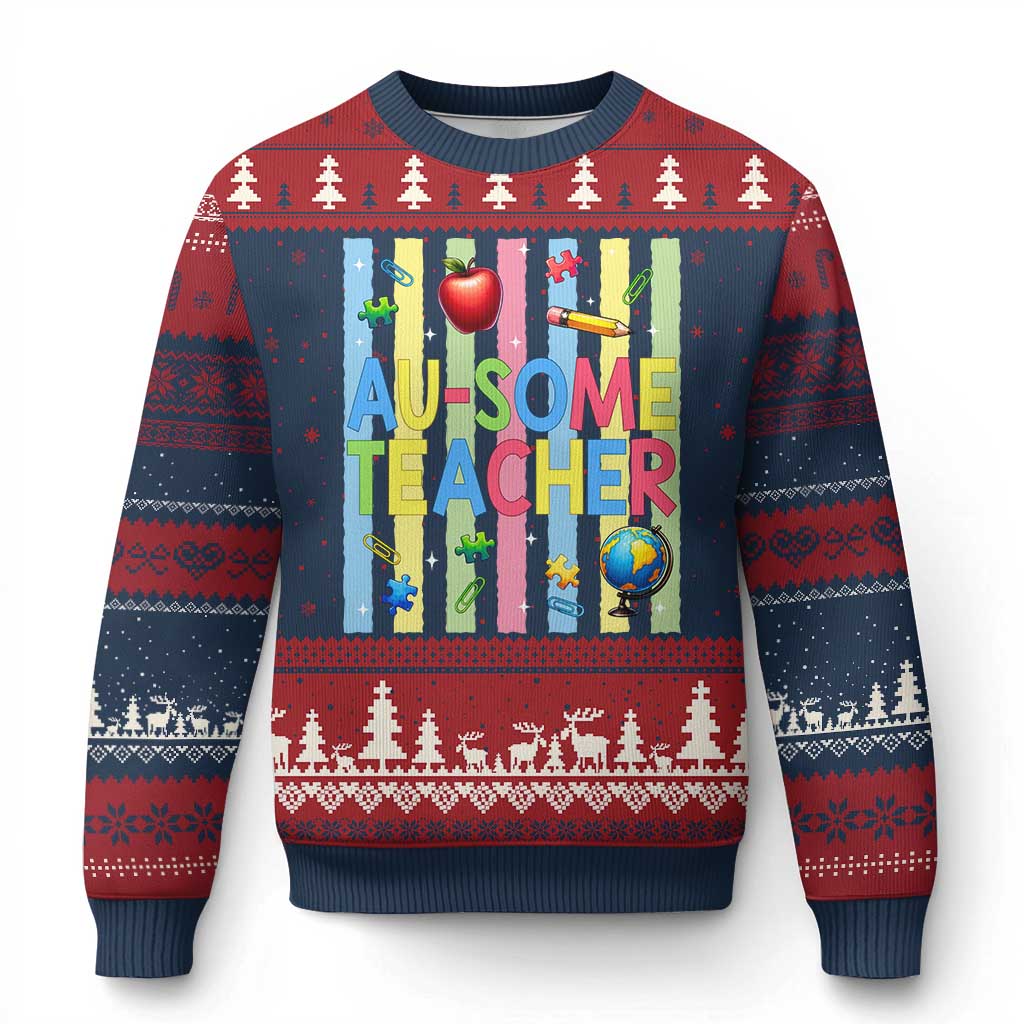 Special Ed Teacher Autism Acceptance Ugly Christmas Sweater Au Some Teacher