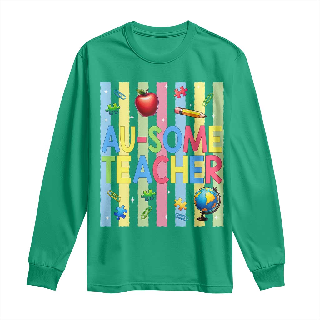 Special Ed Teacher Autism Acceptance Long Sleeve Shirt Au Some Teacher