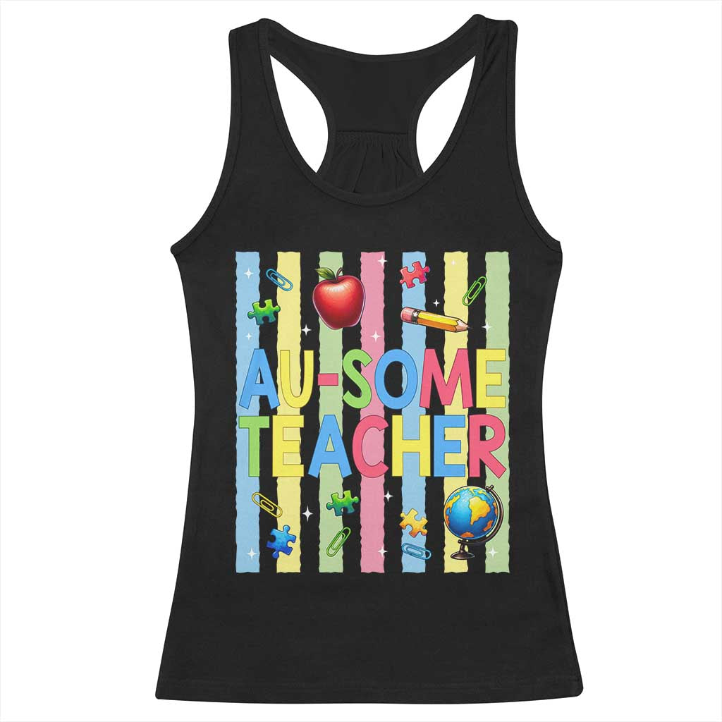 Special Ed Teacher Autism Acceptance Racerback Tank Top Au Some Teacher