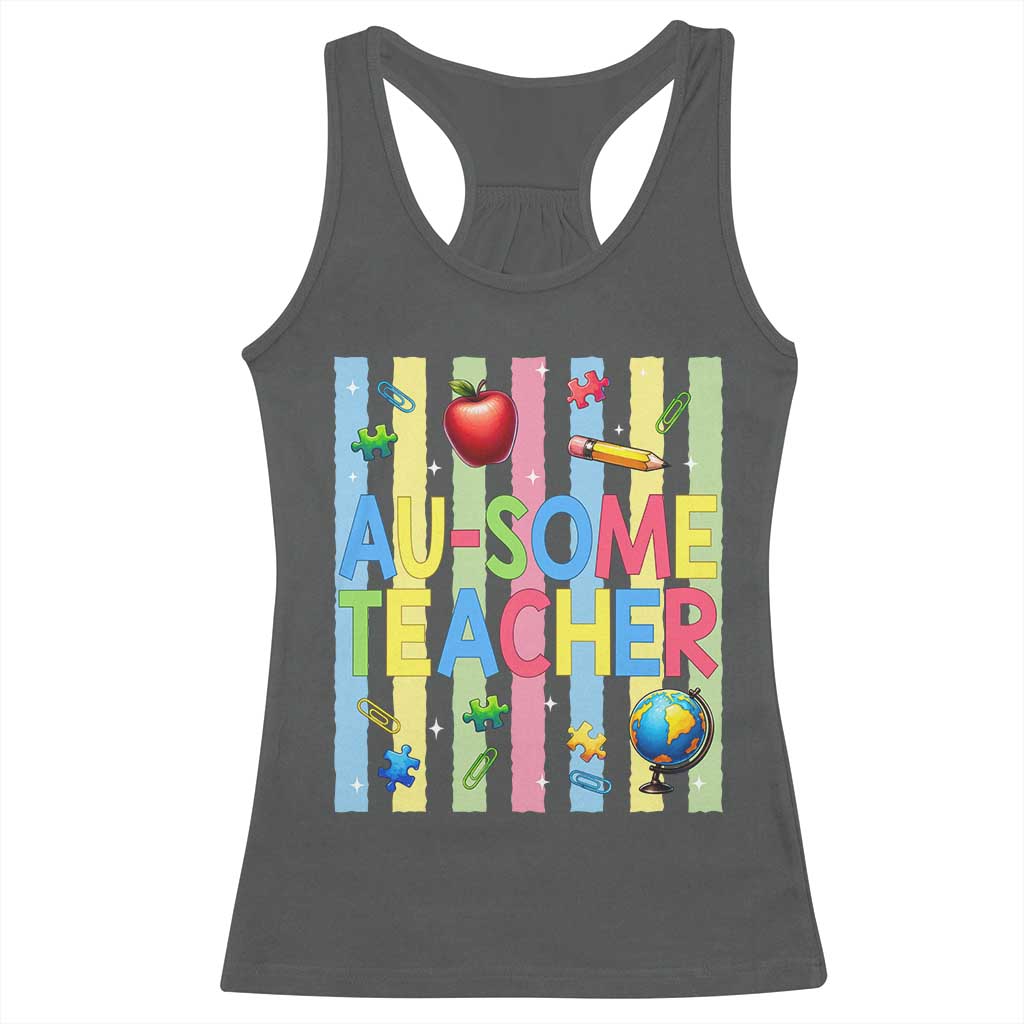 Special Ed Teacher Autism Acceptance Racerback Tank Top Au Some Teacher