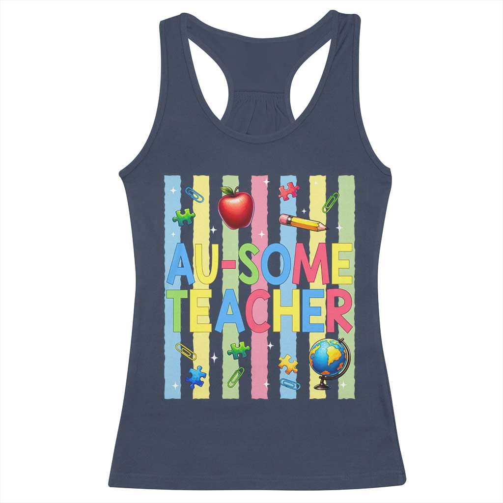 Special Ed Teacher Autism Acceptance Racerback Tank Top Au Some Teacher