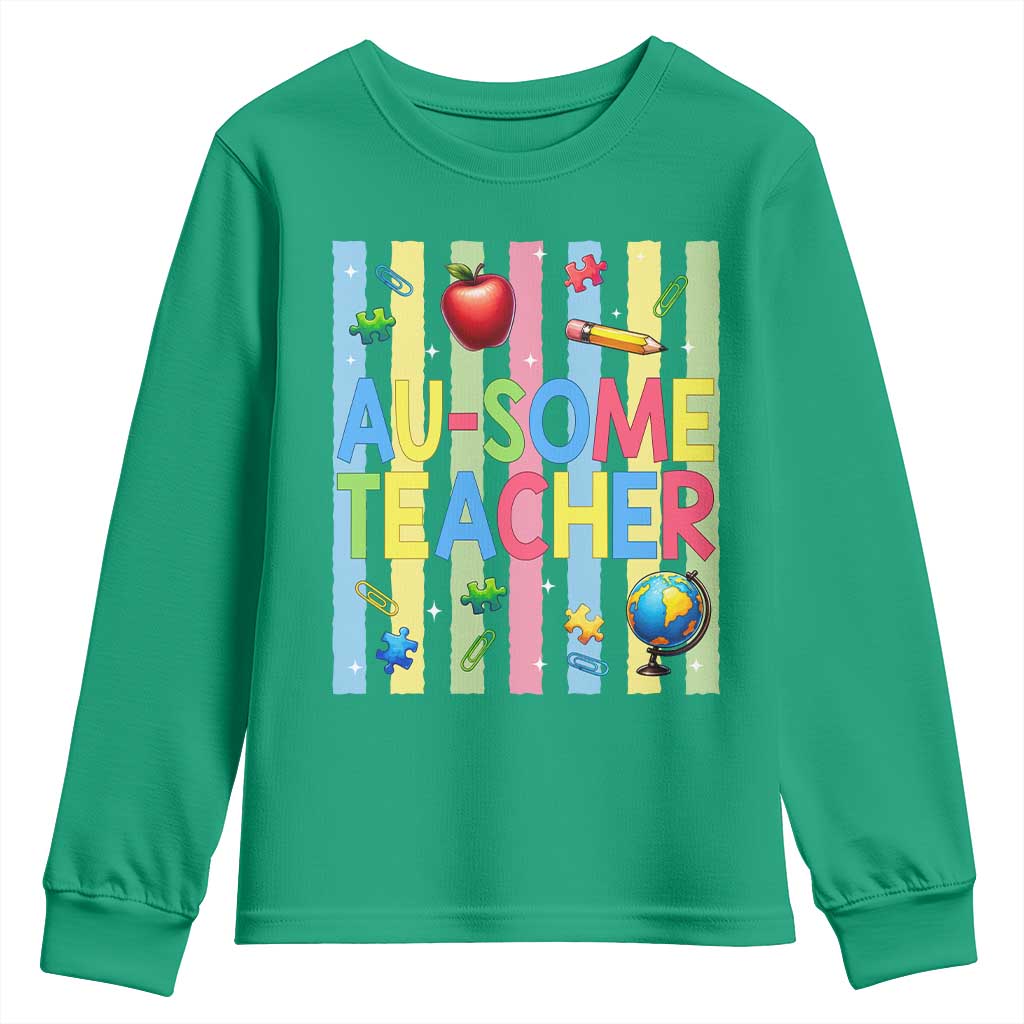 Special Ed Teacher Autism Acceptance Youth Sweatshirt Au Some Teacher