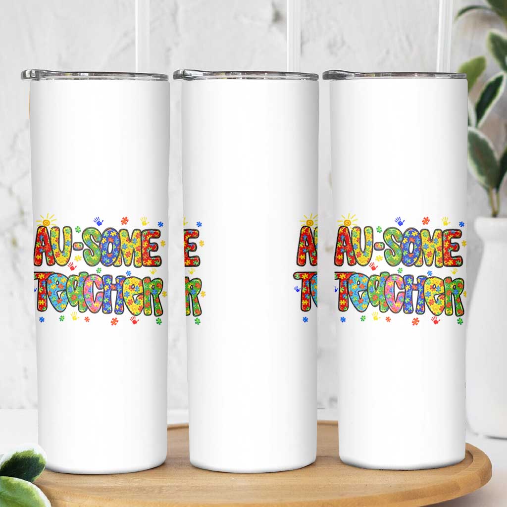Autism Acceptance Special Education Teacher Skinny Tumbler Au Some Teacher