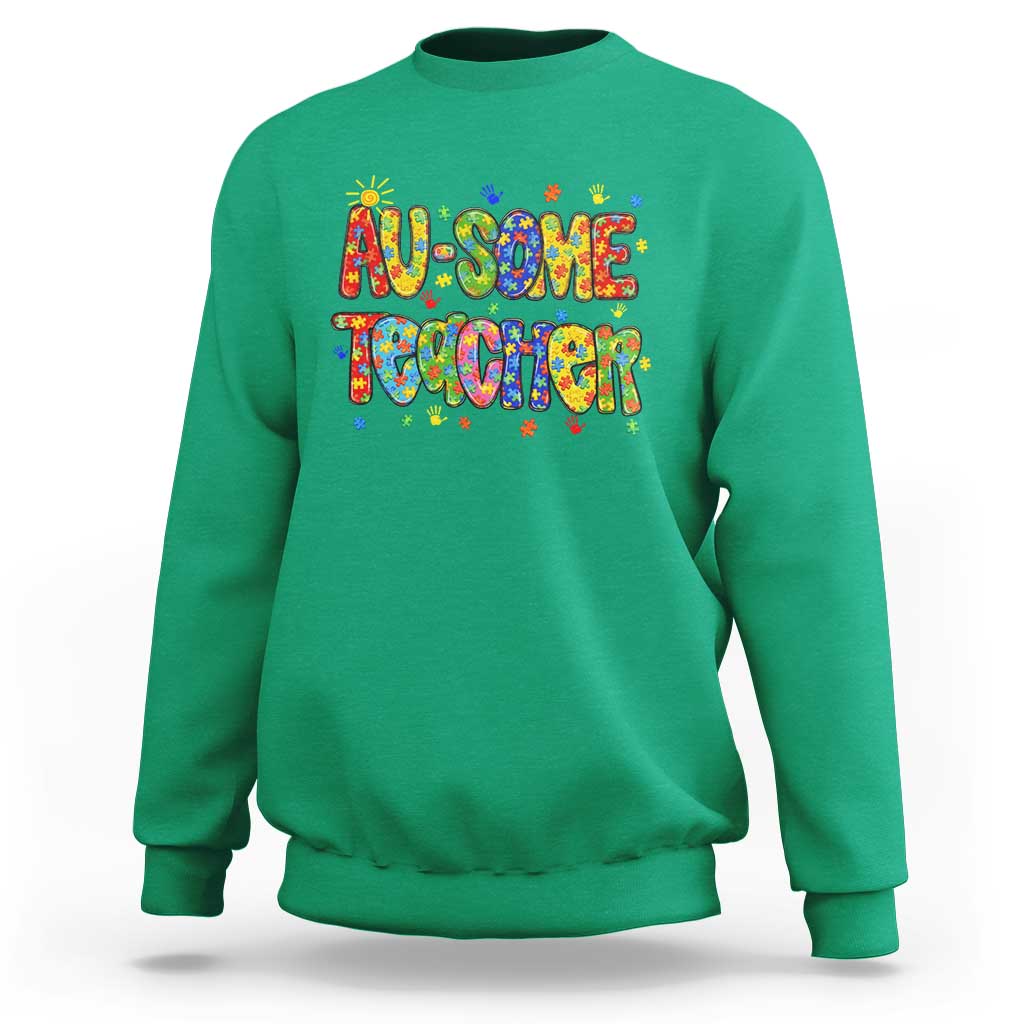 Autism Acceptance Special Education Teacher Sweatshirt Au Some Teacher