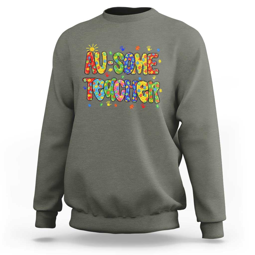 Autism Acceptance Special Education Teacher Sweatshirt Au Some Teacher