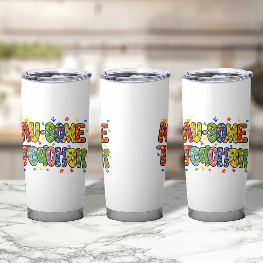Autism Acceptance Special Education Teacher Tumbler Cup Au Some Teacher