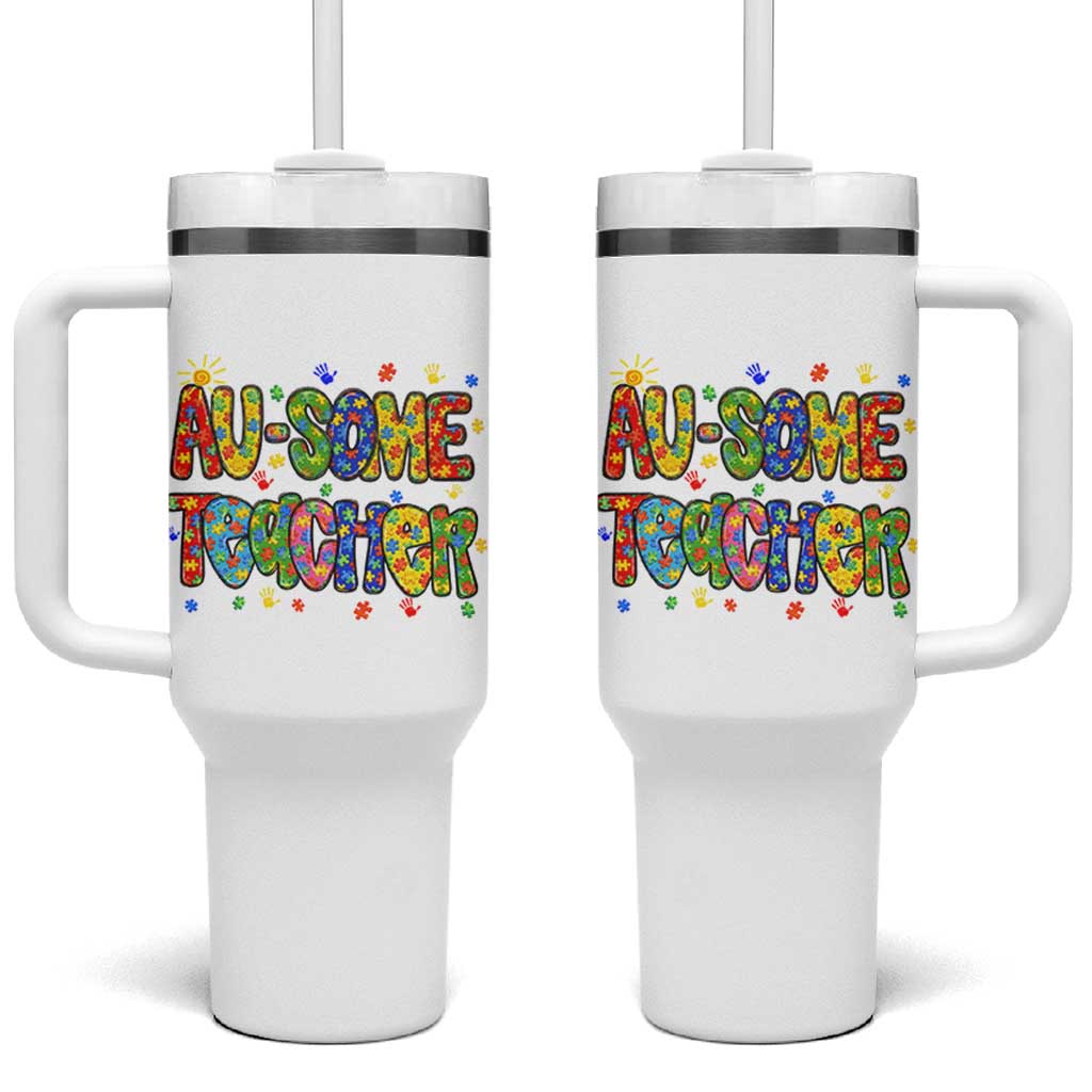 Autism Acceptance Special Education Teacher Tumbler With Handle Au Some Teacher