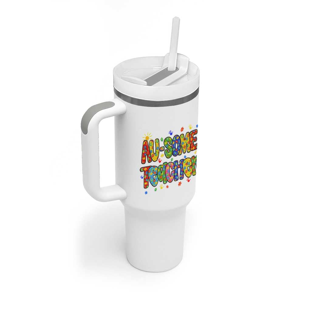Autism Acceptance Special Education Teacher Tumbler With Handle Au Some Teacher