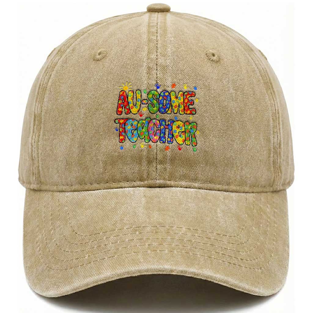 Autism Acceptance Special Education Teacher Washed Cotton Baseball Cap Au Some Teacher