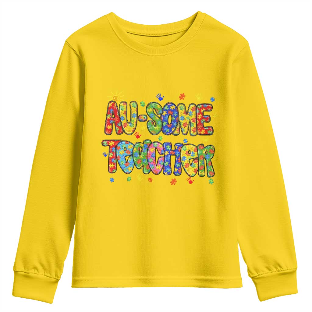 Autism Acceptance Special Education Teacher Youth Sweatshirt Au Some Teacher