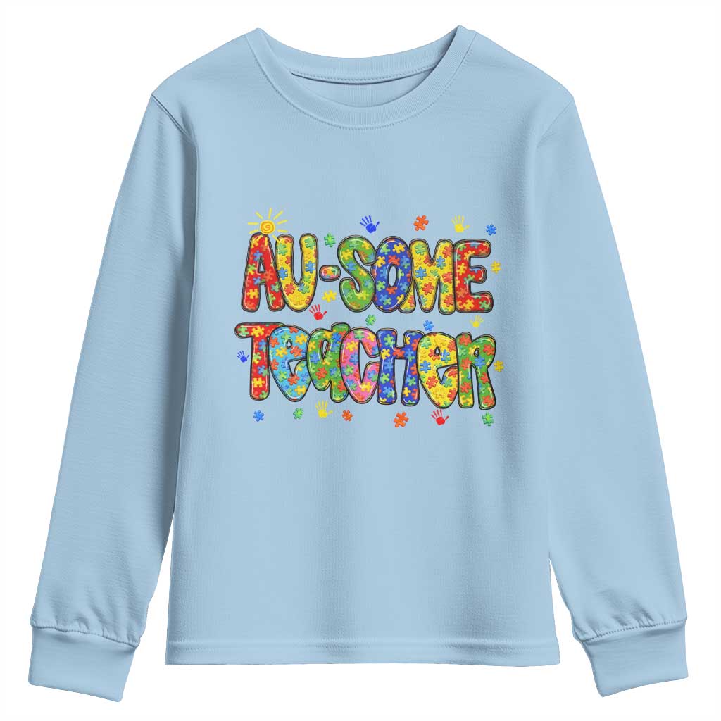 Autism Acceptance Special Education Teacher Youth Sweatshirt Au Some Teacher