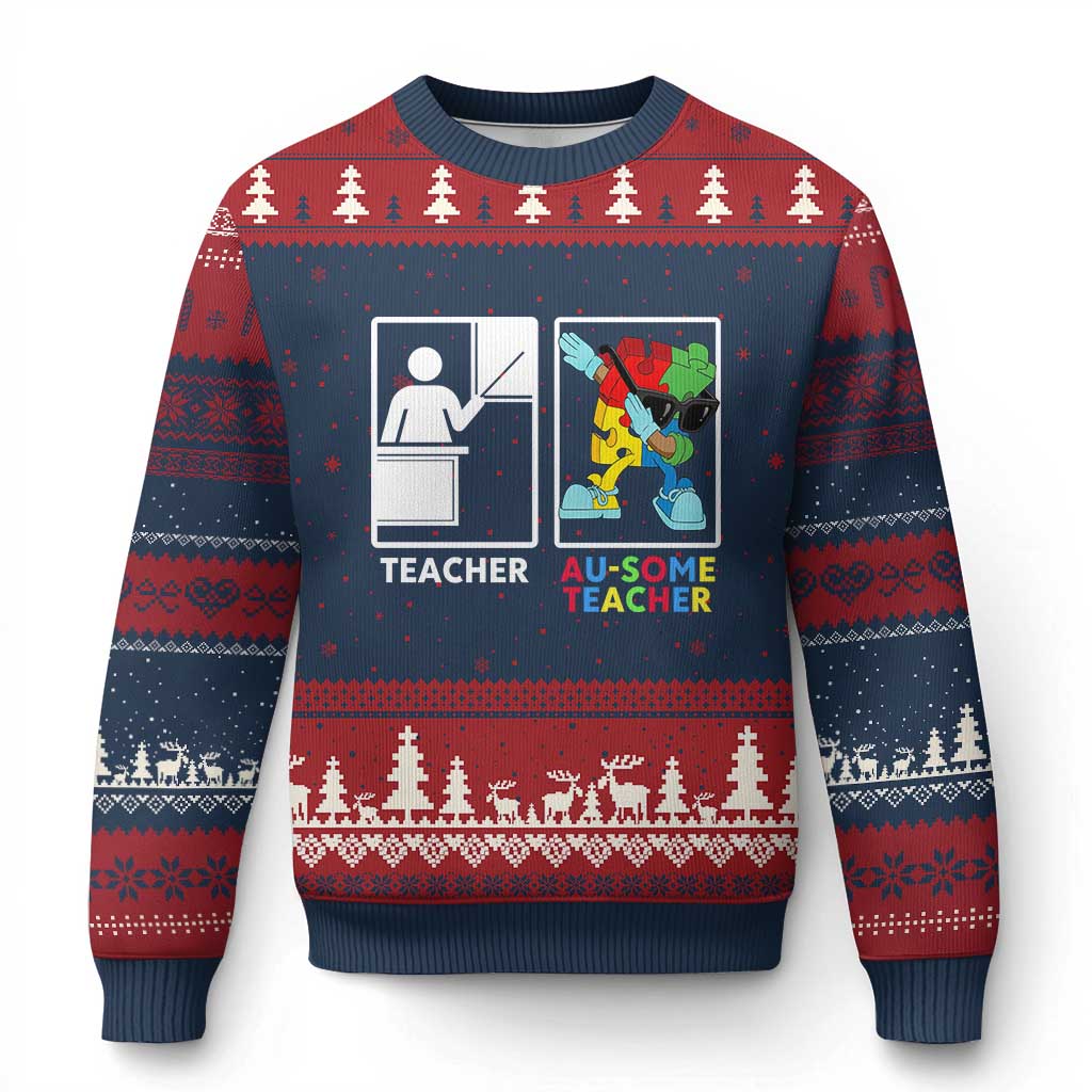 Funny Au Some Teacher Ugly Christmas Sweater Autism Acceptance Special Education Gift