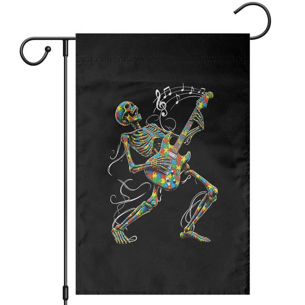 Autism Acceptance Rock Guitar Skeleton Garden Flag Music Lover