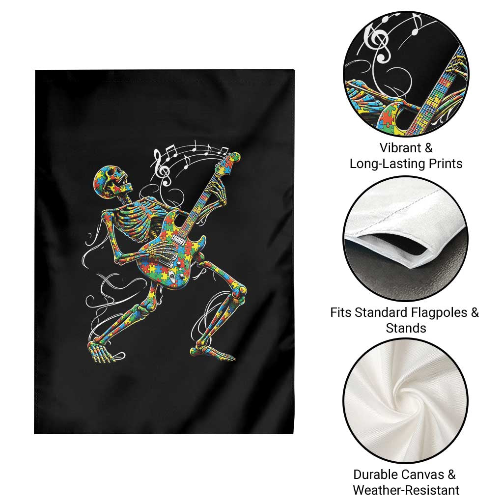 Autism Acceptance Rock Guitar Skeleton Garden Flag Music Lover