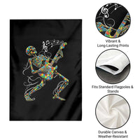 Autism Acceptance Rock Guitar Skeleton Garden Flag Music Lover