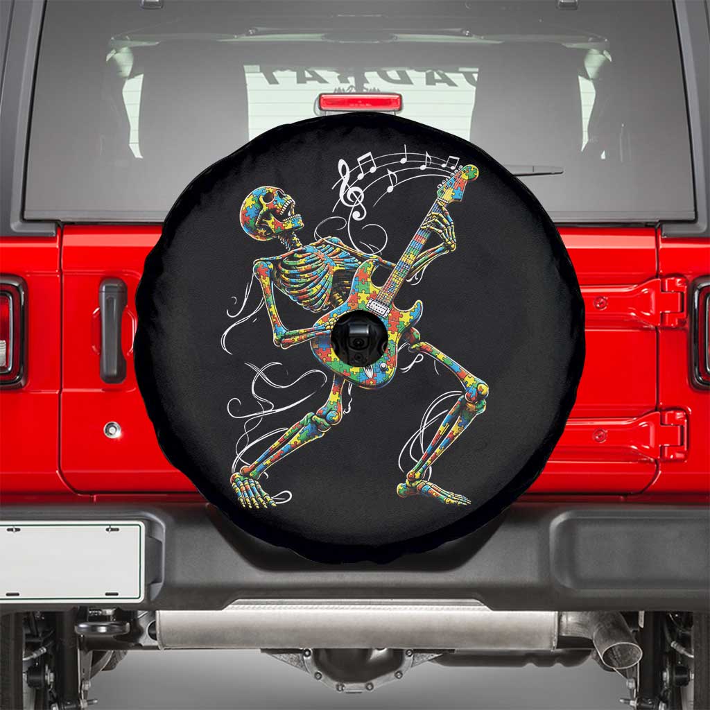Autism Acceptance Rock Guitar Skeleton Spare Tire Cover Music Lover